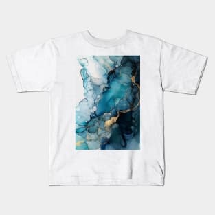 Aqua Splash - Abstract Alcohol Ink Art Kids T-Shirt